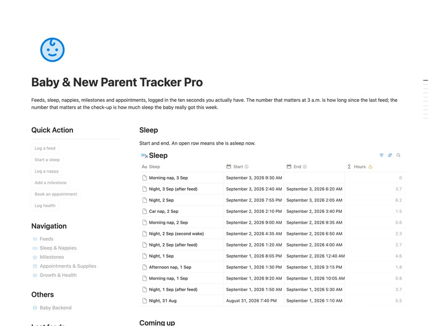 Baby & New Parent Tracker Pro Notion Template