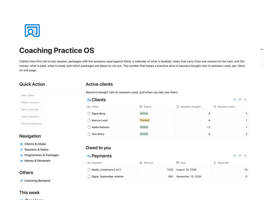Coaching Practice OS Notion Template