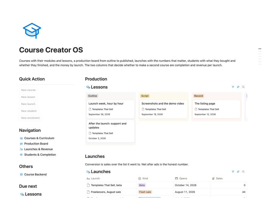 Course Creator OS Notion Template