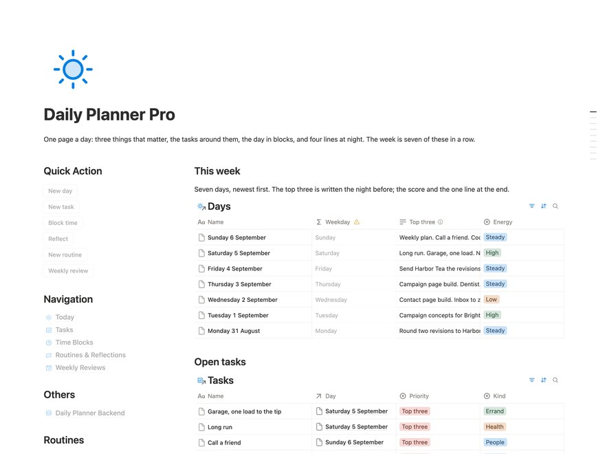 Daily Planner Pro Notion Template