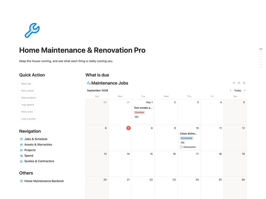 Home Maintenance & Renovation Pro Notion Template