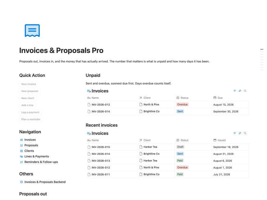 Invoices & Proposals Pro Notion Template