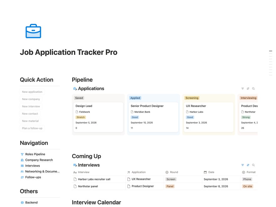 Job Application Tracker Pro Notion Template