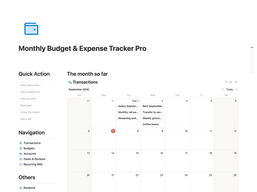 Monthly Budget & Expense Tracker Pro Notion Template
