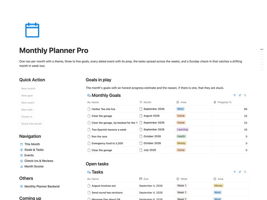 Monthly Planner Pro Notion Template