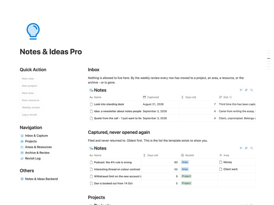 Notes & Ideas Pro Notion Template