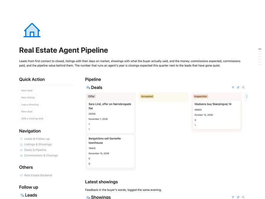 Real Estate Agent Pipeline Notion Template