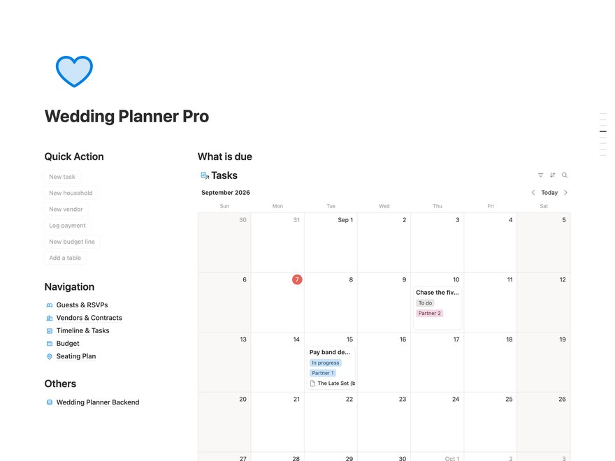 Wedding Planner Pro Notion Template