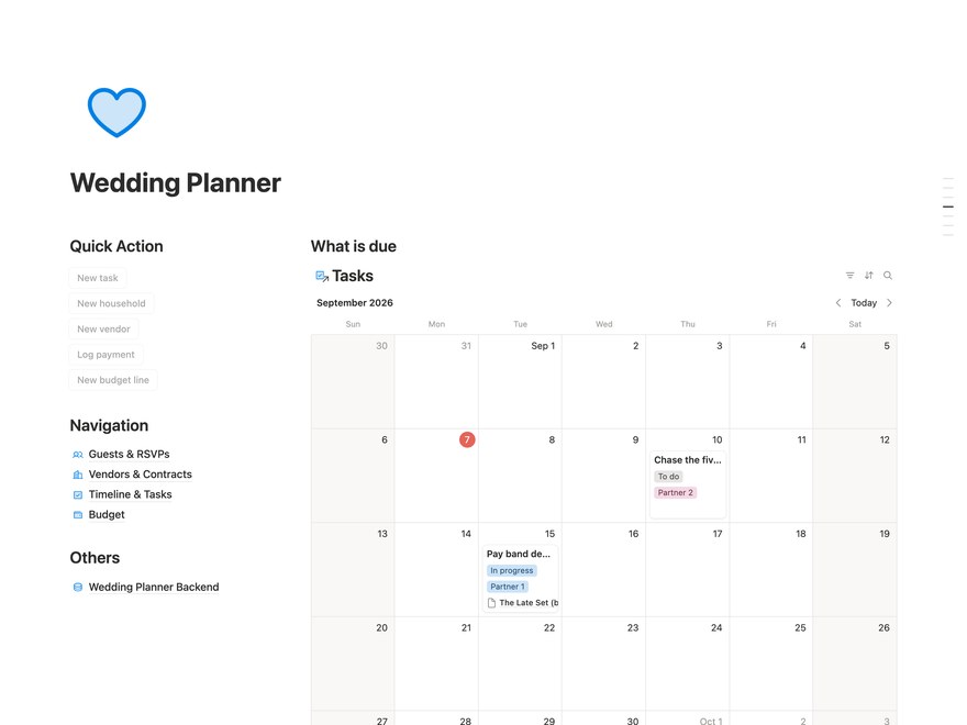 Wedding Planner Notion Template