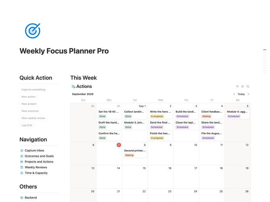 Weekly Focus Planner Pro Notion Template