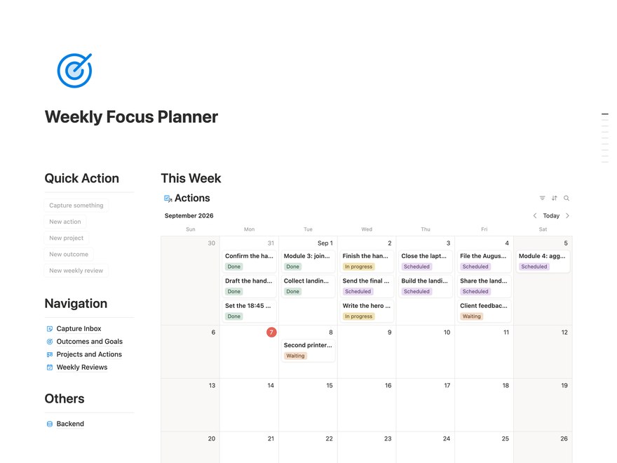Weekly Focus Planner Notion Template