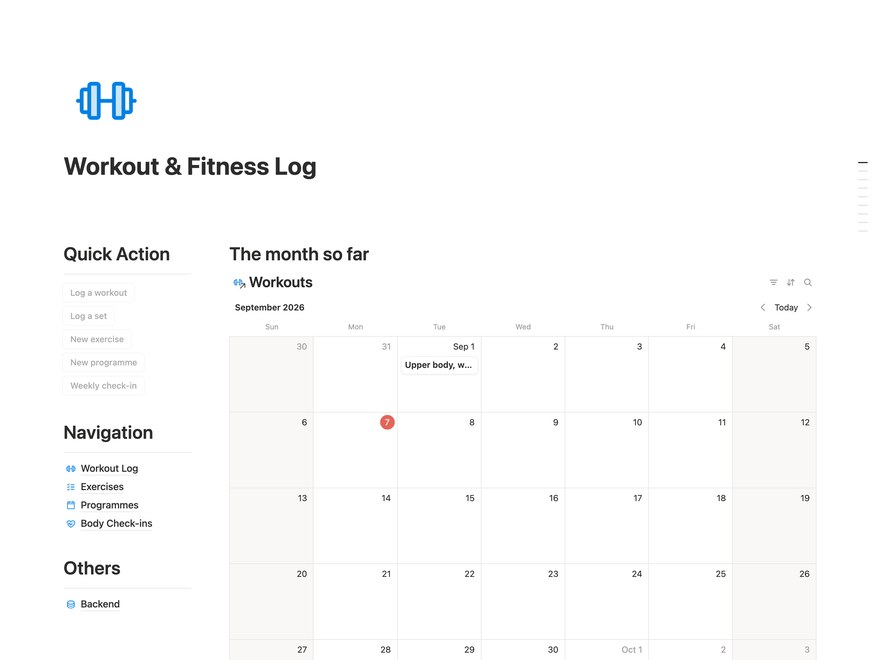 Workout & Fitness Log Notion Template